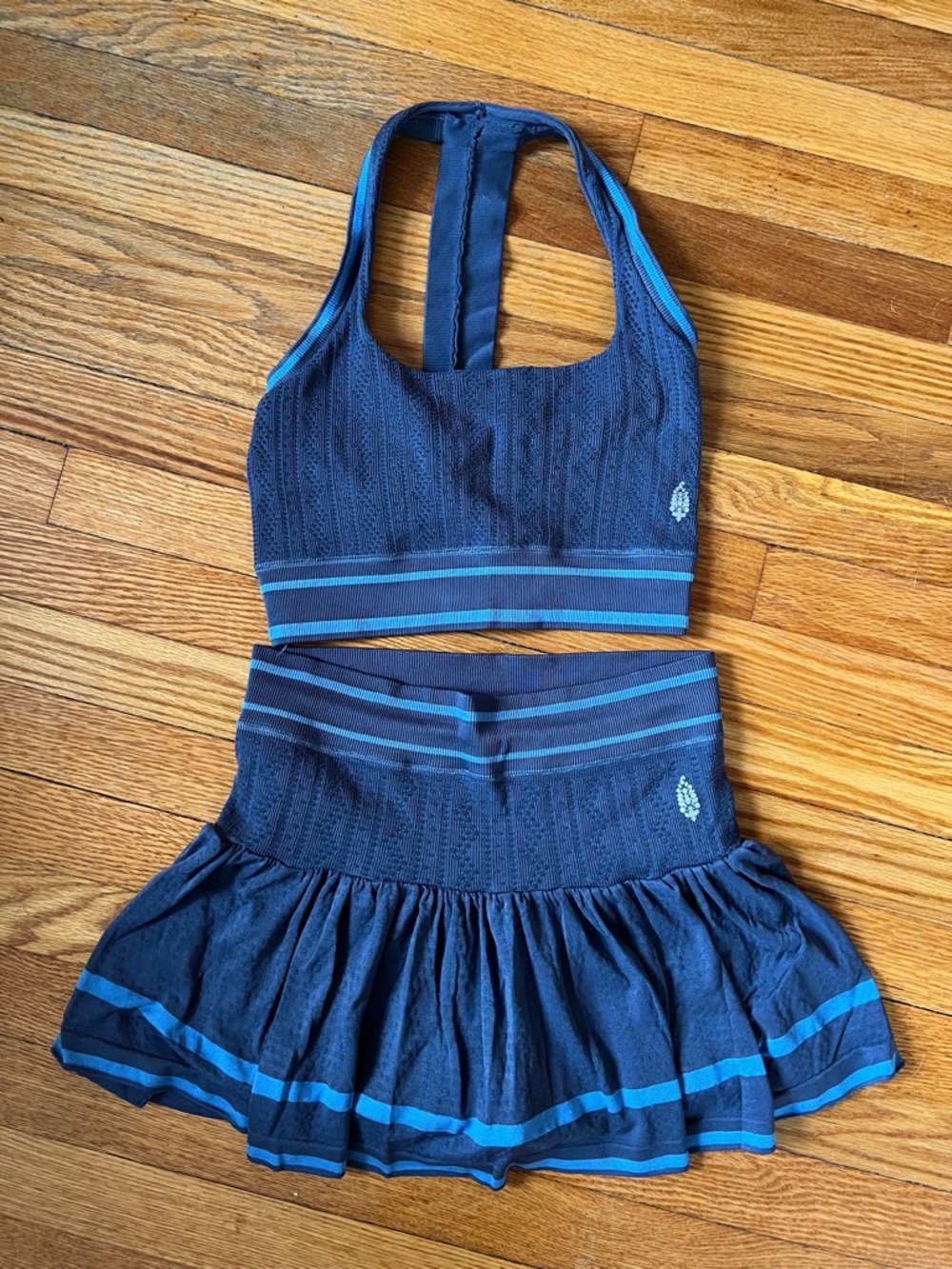 Free People Movement Navy Blue Athletic Skirt & Crop Top Set